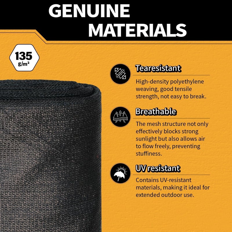 MVPNET 6x10Ft Garden Privacy Fence Screen, 145GSM Heavy Duty 90% Blockage Windbreak Mesh Tarp with Reinforced Edges & Anti-Rust Grommets, Includes Zip Ties for Garden, Yard, Backyard, Outdoor, Black - Image 3